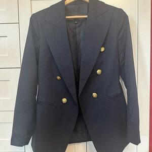 Banana Republic Navy Double-Breasted Women’s Blazer with Gold Buttons